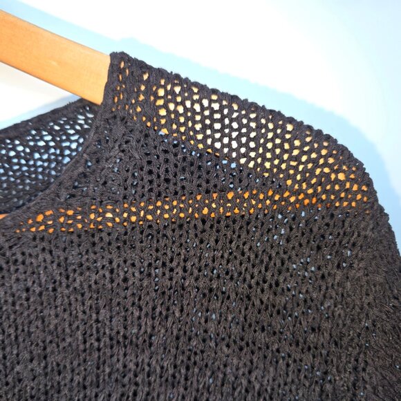 Josephine Chaus Black Mesh Knit Lightweight Layering Sweater Size M - Picture 5 of 6